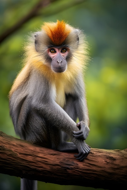 Photo gratuite vue rapprochée du singe dans l'arbre