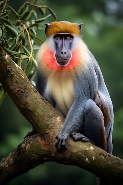 Photo gratuite vue rapprochée du singe dans l'arbre