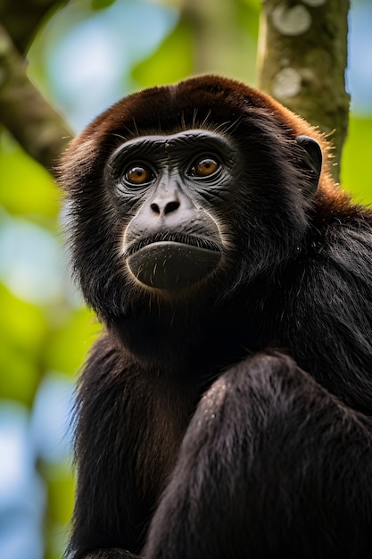 Photo gratuite vue rapprochée du singe dans l'arbre