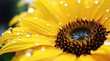 Photo gratuite vue rapprochée du tournesol avec des gouttes de rosée