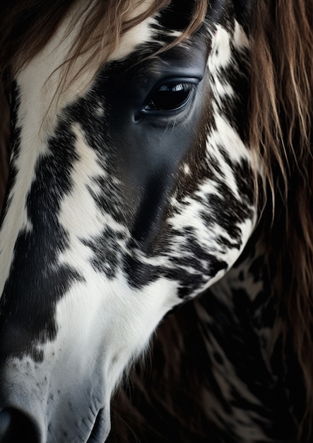Photo gratuite vue rapprochée du visage du cheval