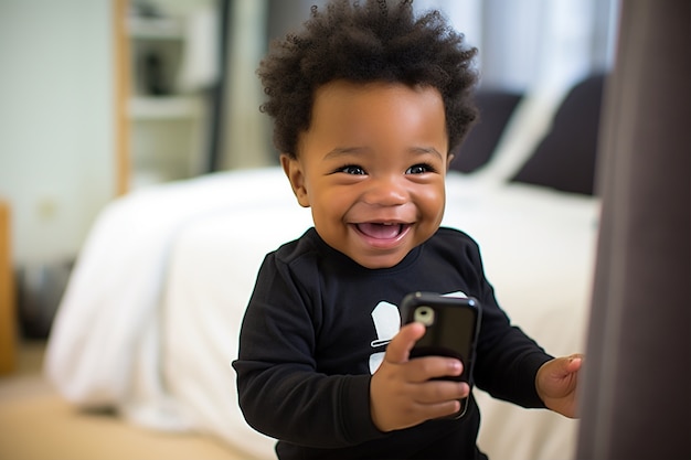 Photo gratuite vue rapprochée de l'enfant utilisant un appareil intelligent