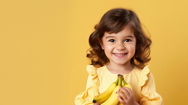 Vue rapprochée de la fille avec des bananes