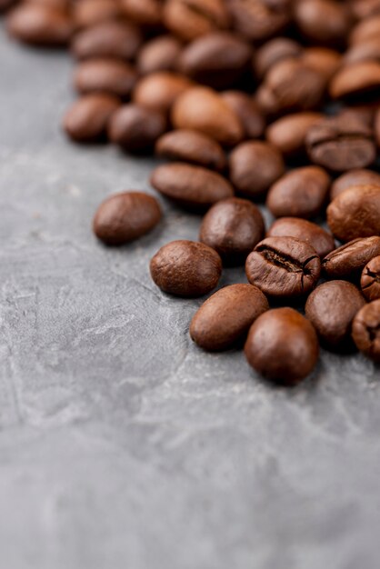 Vue rapprochée des grains de café