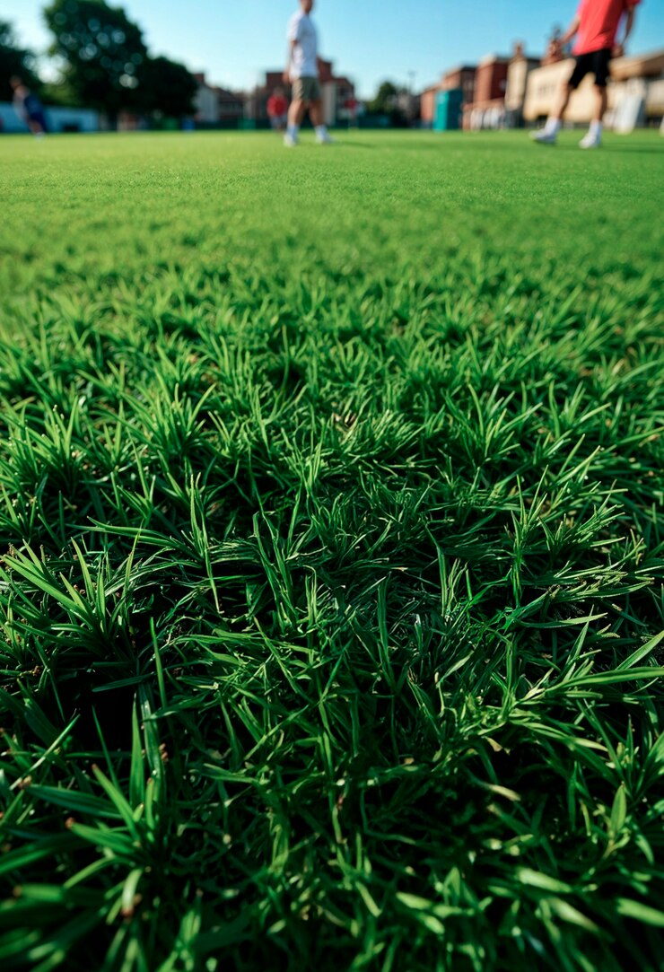 Photo gratuit vue rapprochée de l'herbe verte luxuriante dans un champ
