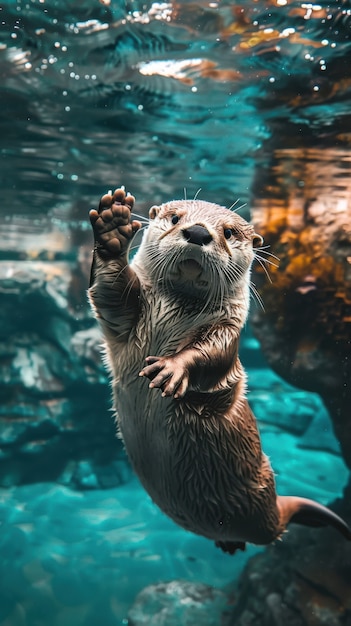 Vue rapprochée de la loutre dans la nature