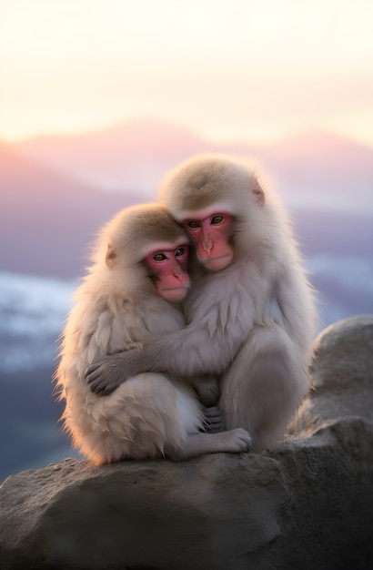 Photo gratuite vue rapprochée de la mère singe qui s'occupe de son bébé