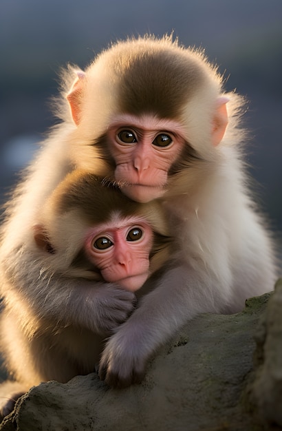 Photo gratuite vue rapprochée de la mère singe qui s'occupe de son bébé