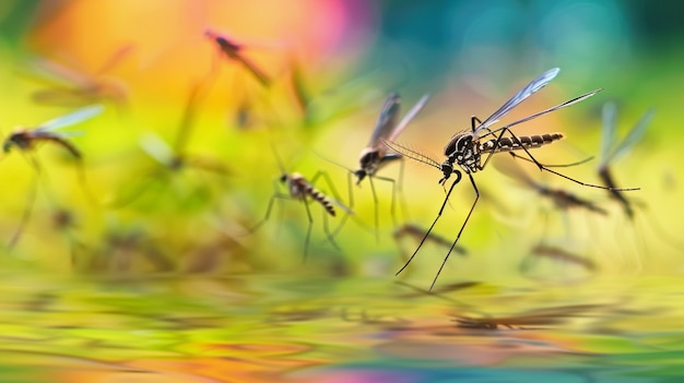 Photo gratuite vue rapprochée des moustiques dans la nature