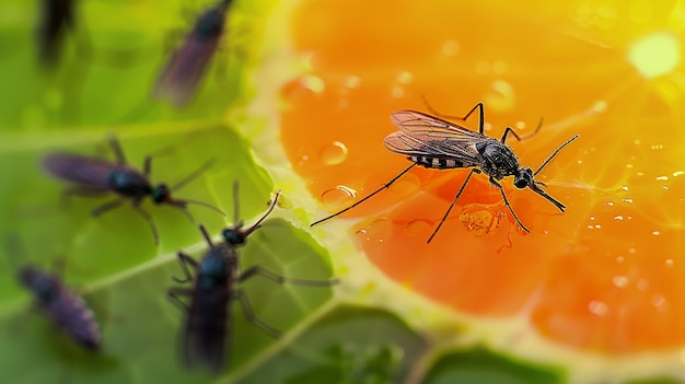 Photo gratuite vue rapprochée des moustiques dans la nature