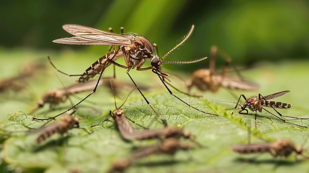 Vue rapprochée des moustiques dans la nature