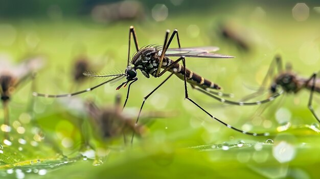 Vue rapprochée des moustiques dans la nature