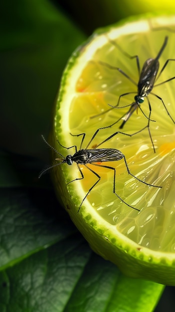 Photo gratuite vue rapprochée des moustiques dans la nature