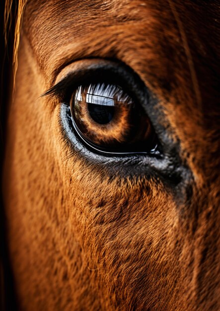 Vue rapprochée de l'œil du cheval