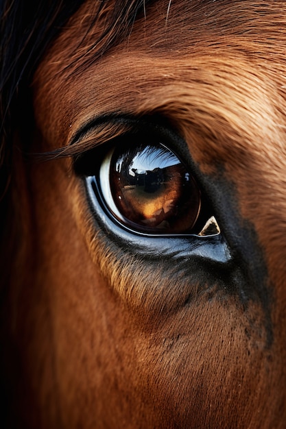 Vue rapprochée de l'œil du cheval