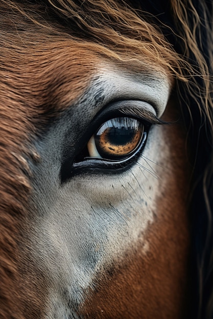 Vue rapprochée de l'œil du cheval