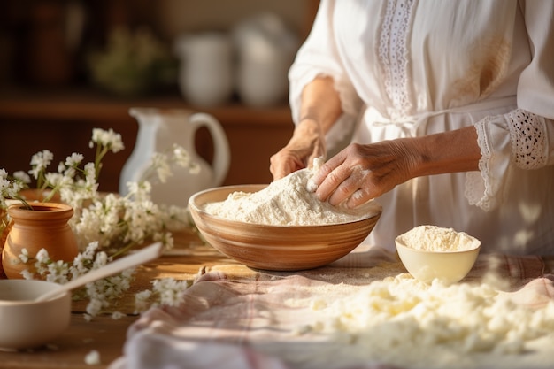 Vue rapprochée d'une personne en train de cuisiner