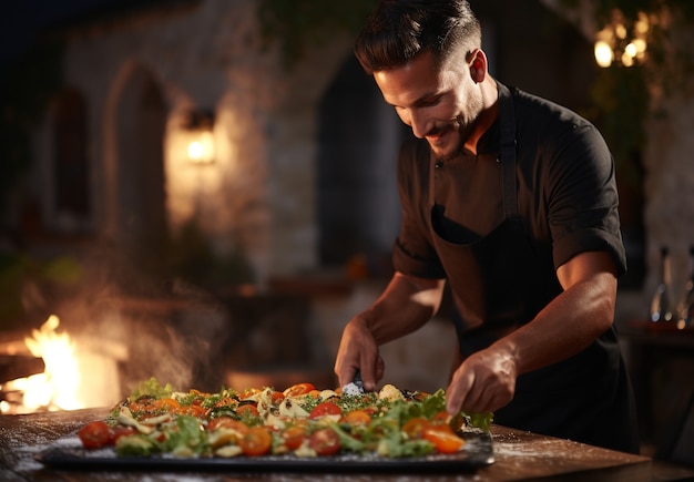 Photo gratuite vue rapprochée d'une personne en train de cuisiner