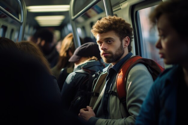 Vue rapprochée des personnes voyageant en bus