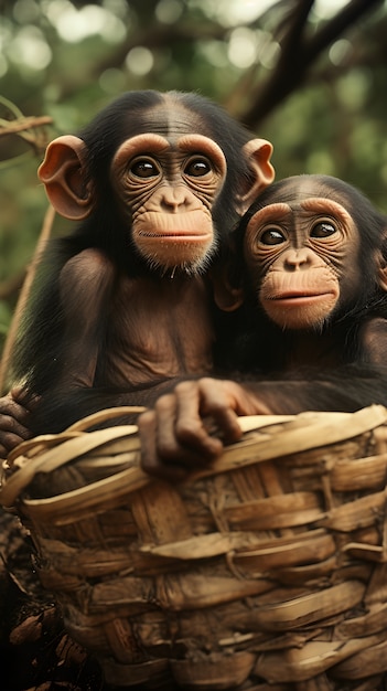 Photo gratuite vue rapprochée des singes dans la nature