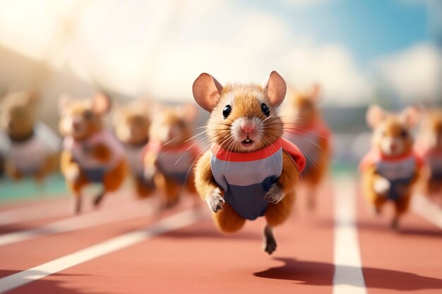 Vue rapprochée des souris en train de courir