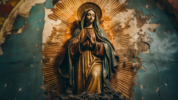 Vue rapprochée de la statue mexicaine de Sainte Marie