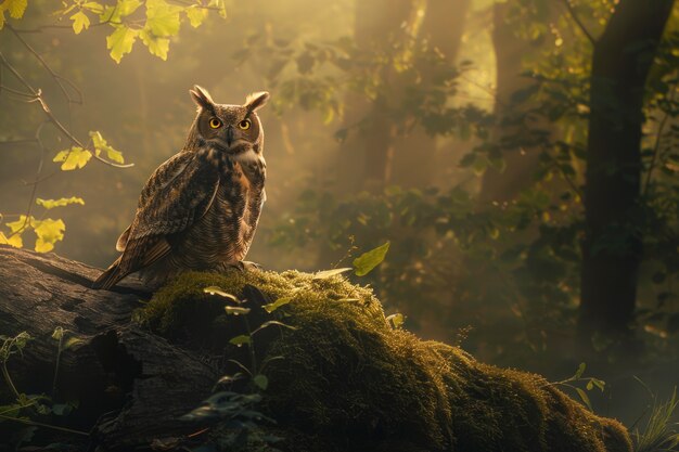 Vue réaliste du hibou pendant la journée