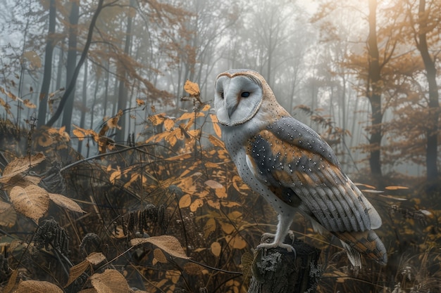 Photo gratuite vue réaliste du hibou pendant la journée