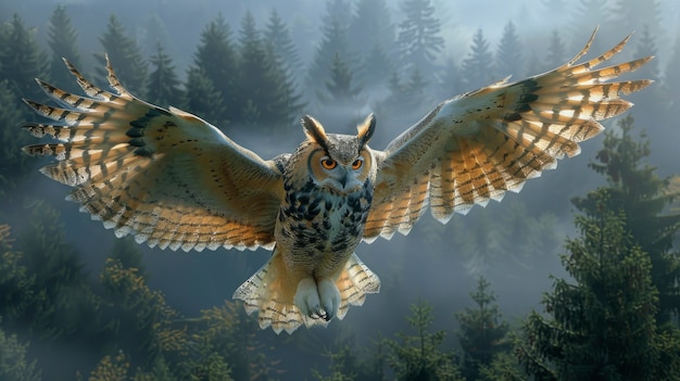 Vue réaliste du hibou pendant la journée