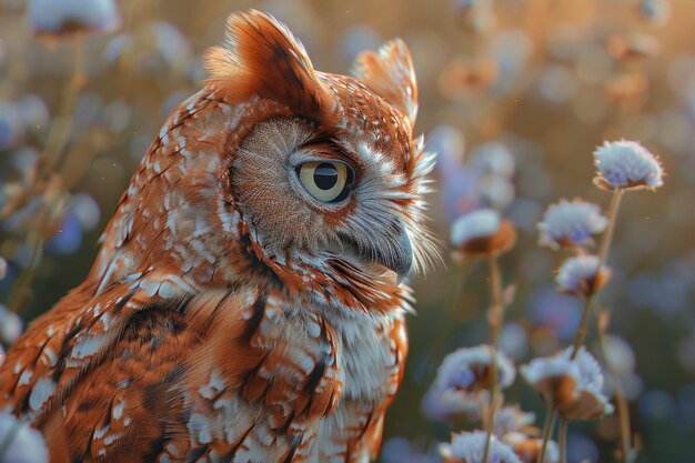 Vue réaliste du hibou pendant la journée