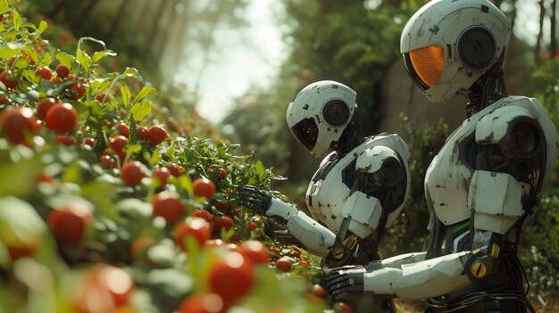 Vue d'un robot qui s'occupe des jardins