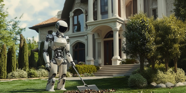 Vue d'un robot qui s'occupe des jardins