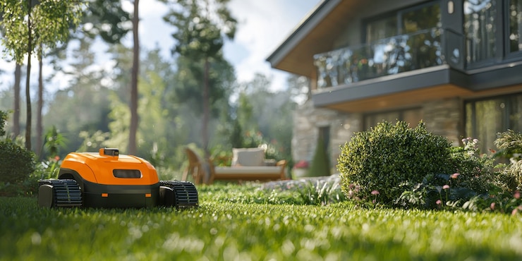 Photo gratuit vue d'un robot qui s'occupe des jardins