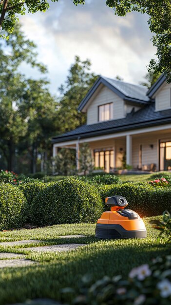 Vue d'un robot qui s'occupe des jardins