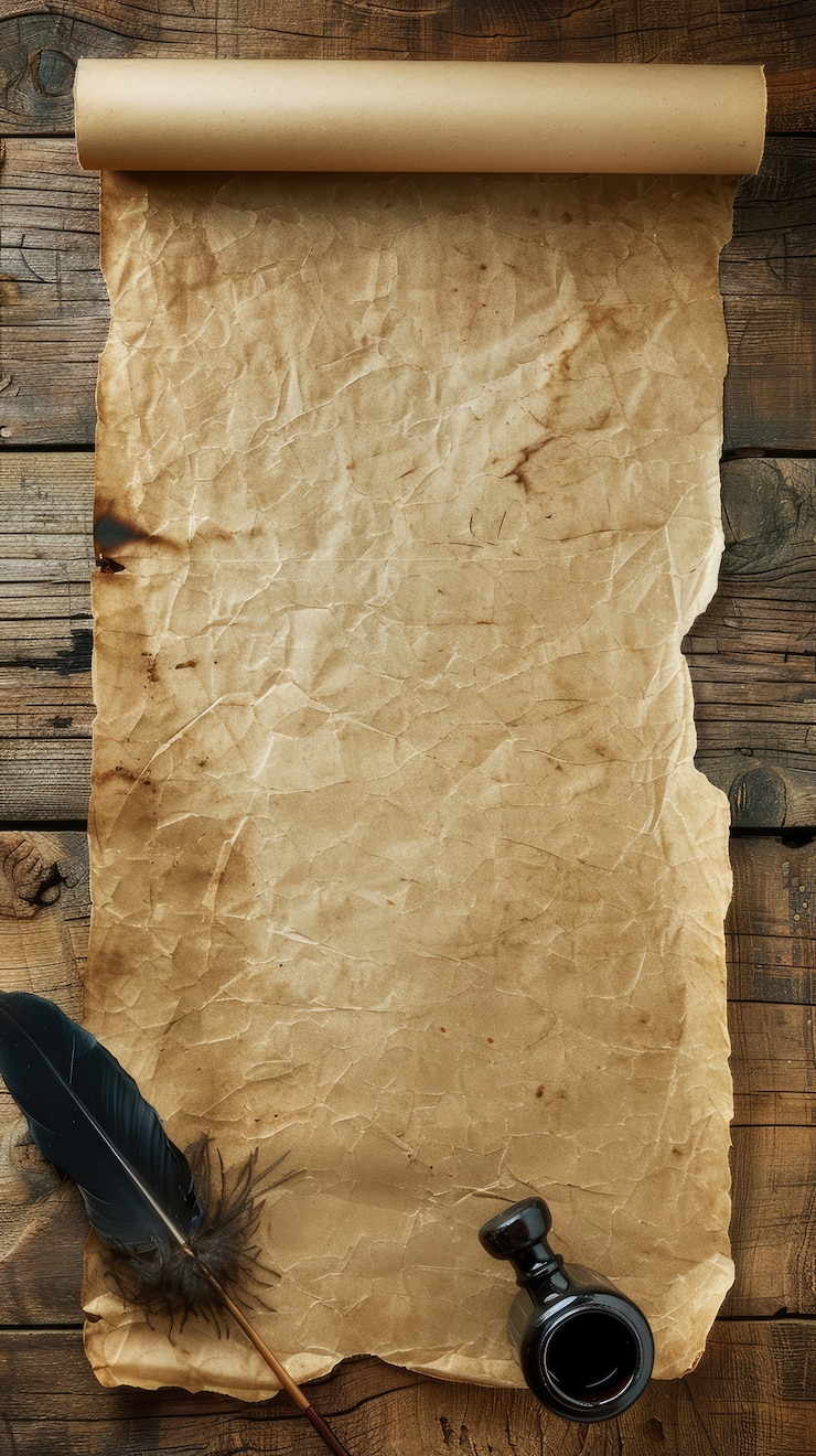 Photo gratuit vue d'un rouleau ancien pour écrire et documenter l'histoire