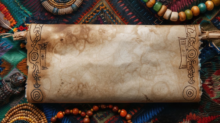 Photo gratuit vue d'un rouleau ancien pour écrire et documenter l'histoire