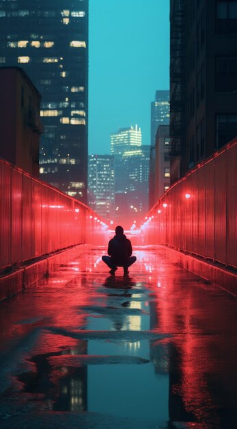 Vue de la rue de la ville la nuit