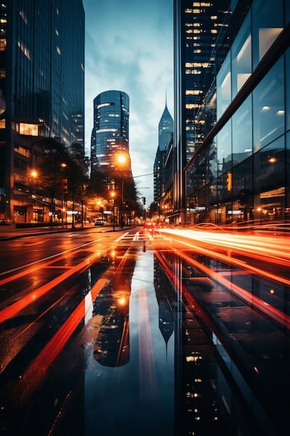 Vue de la rue de la ville la nuit