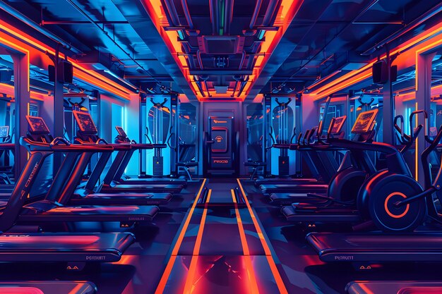 Vue de la salle de sport pour l'entraînement et le sport