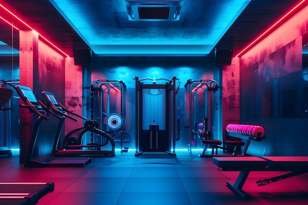 Vue de la salle de sport pour l'entraînement et le sport
