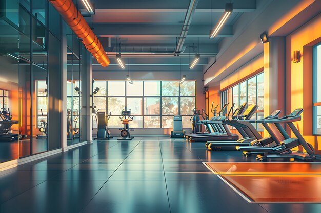 Vue de la salle de sport pour l'entraînement et le sport