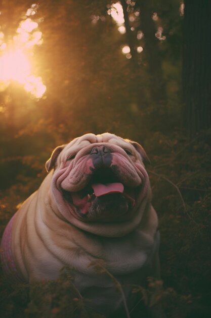 Vue d'une scène comique avec un chien