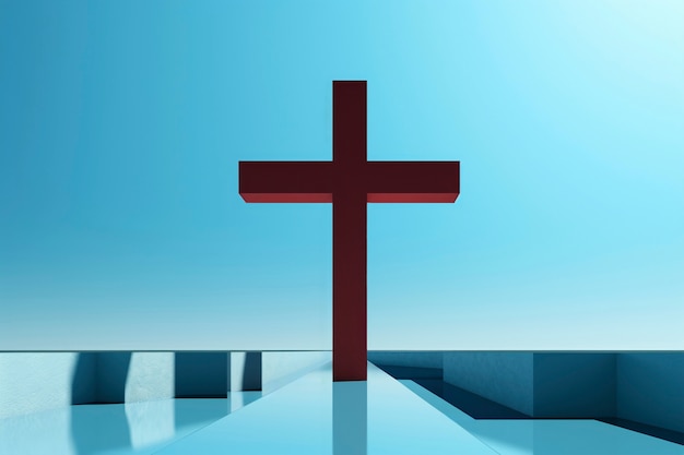 Photo gratuite vue d'une simple croix religieuse en 3d