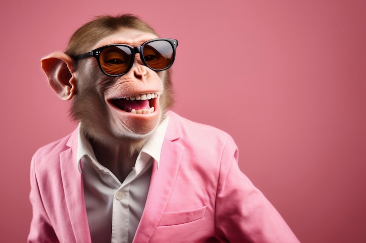 Photo gratuit vue d'un singe drôle en vêtements humains
