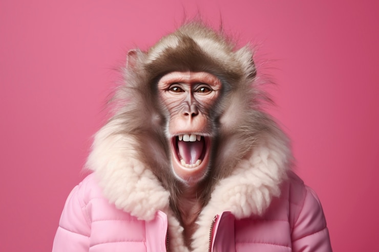 Photo gratuit vue d'un singe drôle en vêtements humains
