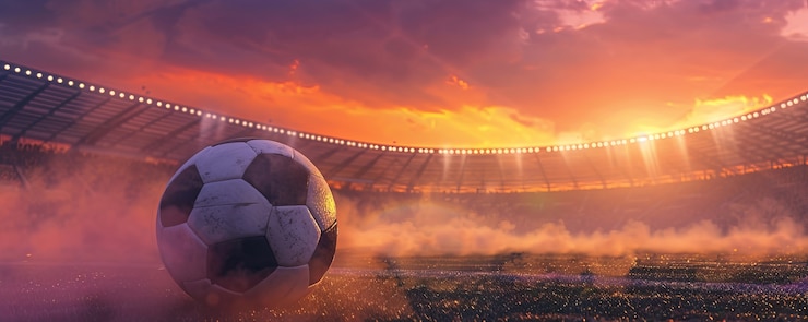 Photo gratuit vue d'un stade de football vide avec un ciel fantastique et rêveur