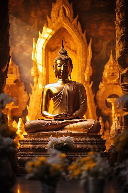 Photo gratuite vue de la statue de bouddha doré