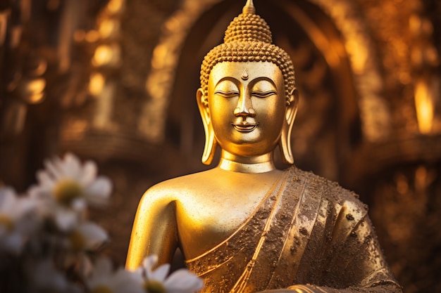 Photo gratuite vue de la statue de bouddha doré