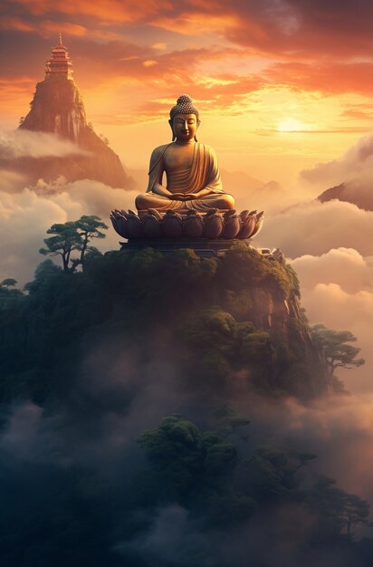 Vue de la statue de Bouddha zen pour la spiritualité