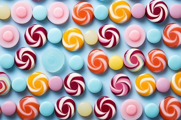 Vue supérieure sur le motif des bonbons